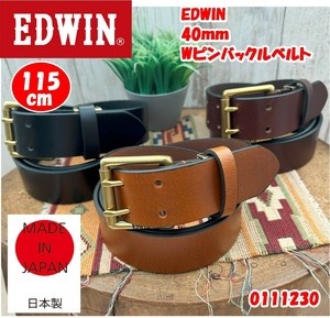 【EDWIN/エドウィン】40mm Wピンバックルベルト 牛革