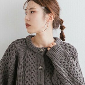 Cardigan Crew Neck Ladies fashion Collarless Knit Cardigan