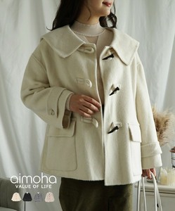 《 aimoha 》ショート丈ウールコート レディース 冬 ダッフルコート 大きめ襟 防寒 ショート丈