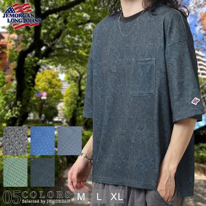 【2025夏 新作】ワッフル 総柄 クルーネック S/S T