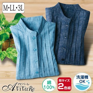 【特価】★2色組★かすり調ブラウス★半袖 レディース トップス ミセス 婦人服 綿100％