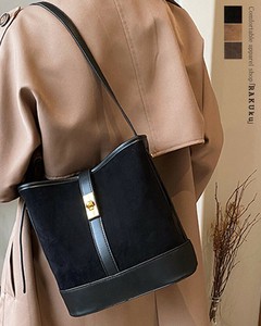 フェイク スエード バケット トートバッグ 秋冬 韓国ファッション