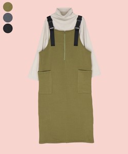 【SALE】【AW】【秋冬】ワッフル調素材前ファスナージャンパースカート 36-1500