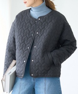 Jacket Cotton Batting Collarless Heart-Patterned [A/W]