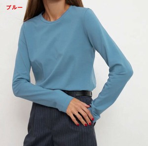 Tシャツ ラウンドネック 長袖 無地 快適 レディース ファッション BQ6081