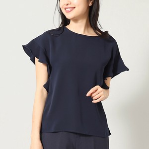レディース ブラウス 2wayラッフルブラウス ラウンドネック Vネック ネイビー オフィス