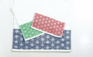 【特価品】今治　フェイスタオル　麻の葉　エンジ/緑/紺
