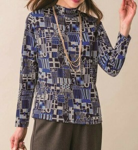 T-shirt Geometric Pattern Bottle Neck Made in Japan