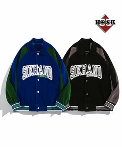 《 HOOK 》スタジャン メンズ ブルゾン 秋冬 アメカジ ベロア ユニセックス レトロ レディース