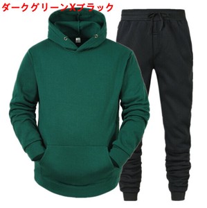 パーカー+スポーツパンツ  2点セット フード付き  長袖  無地 秋冬 快適 メンズ ファッション BQ6118