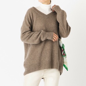 カシミヤ100％エアリーニットVネックプルオーバー