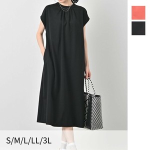 【接触冷感・防シワ・UVカット機能】エグゼクティブジャージーギャザーアクセントワンピース