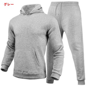 パーカー+スポーツパンツ 2点セット フード付き 秋冬 無地 長袖 快適 メンズ ファッション BQ6126