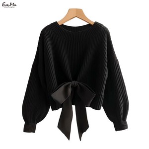 ビッグリボンリブセーター 黒ニット フェミニン カジュアル 秋 冬 【2024AW】EH4259