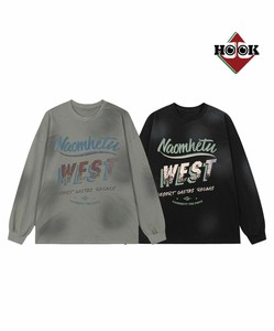 《 HOOK 》アメカジプリントぼかしウォッシュロンTEE メンズ 長袖 ウォッシュ ユニセックス