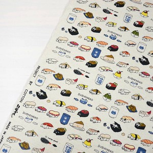 綿麻キャンバス　KTS6601　寿司ねこ　全1色　/布　手づくり　ハンドメイド