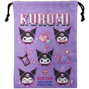 KUROMI in Pixel Art 巾着 小物入れ 袋 サンリオ sanrio グッズ 雑貨 キャラクター ゲーム