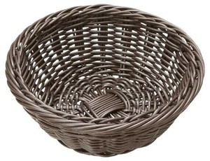 萬洋(まんよう) 樹脂バスケット 丸型 こげ茶 27cm 91-082C