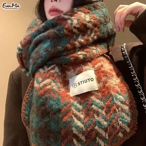 カラフルニットマフラー  レトロカジュアル 秋 冬  【2024AW】 WU2210