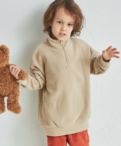 Kids' 3/4 Sleeve T-shirt Half Zipper Micro Fleece