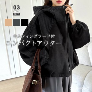 キルティングフード付き ブルゾン アウター キルティング フード付き レディース パーカー ジップアップ