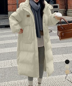 国内即納 フェイクダウンコート中綿入りロングコート