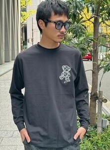 【ユニセックス】45899【LUXE/R】ストレッチ天竺　PU貼り付けbear柄Tシャツ（RMS）