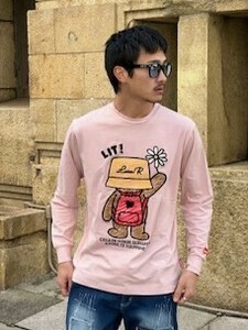 【ユニセックス】45897【LUXE/R】ストレッチ天竺　チェーン刺繡bear柄Tシャツ（RMS）