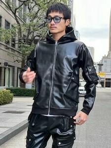 【ユニセックス】45880【LUXE/R】ストレッチPU生地ZIPUPパーカー（RMS）