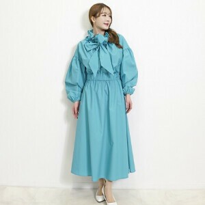 Casual Dress Bow Tie Puff Sleeve