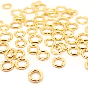 【30.ステンレス製丸カンゴールド100個売り】サイズ3種類 SUS304 ハンドメイド 国内発送