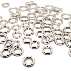 【31.ステンレス製丸カンシルバー100個売り】サイズ5種類 SUS304 ハンドメイド 国内発送
