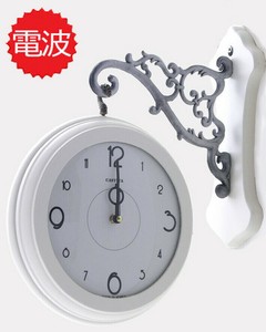 電波両面時計 両面時計 シンプル 白