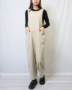 【期間限定！WEB特別価格】バックシャン深V　オールインワンパンツ　ベージュ