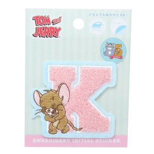 【ワッペン】トムとジェリー モコモコイニシャル刺繍ステッカー ジェリー K