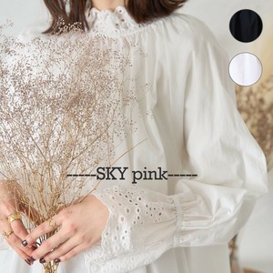 【再入荷】《人気アイテム》袖口＆カラーレースデザインブラウス　 skypink東京