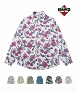 《 HOOK / -original- 古着風総柄プリント長袖ポリシャツ 》メンズ 長袖 花 フラワー レディース