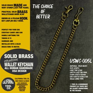 SOLID BRASS WALLET CHAIN　真鍮　ブラス ウォレットチェーン　50cm　ロング　アメカジ　バイカー