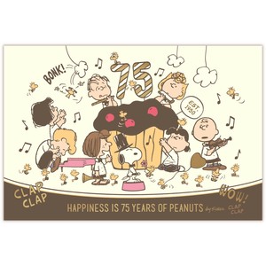 スヌーピー 金箔 75th カップケーキ【ポストカード／1柄1枚入り／PEANUTS コミック生誕75周年】