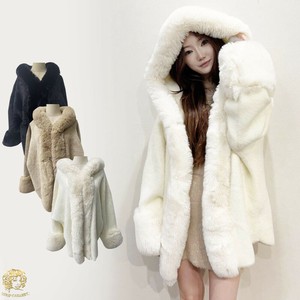 Coat Faux Fur Hooded Fake Fur