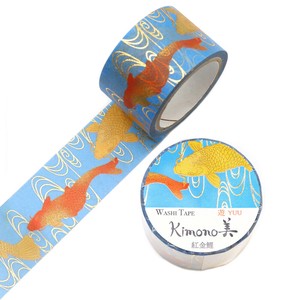 【2025年新作】Kimono美　マスキングテープ　紅金鯉（べにこいきん）25mm×5m巻【和柄】