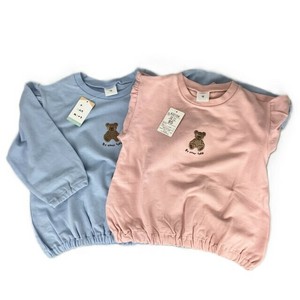 ＜秋春＞くまさん刺繍スモック風トレーナー(360度ストレッチミニ裏毛）