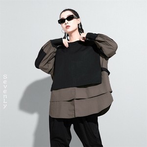 韓国ファッション フェイク2ピース  トップス 秋冬「2024新作」
