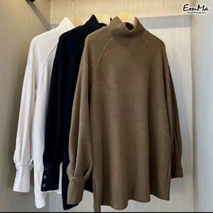 ミドル丈長袖Tシャツ 厚手 秋 冬 ハーフネック カジュアル 【2024AW】EH1541