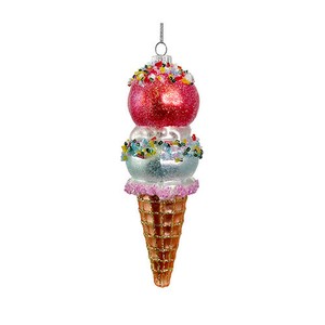 ガラス アイスクリーム　ピンクブルー クリスマス ツリー 飾り 装飾 オーナメント アイス かわいい