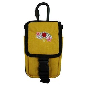 日本製 made in japan 和柄刺繍入りワークポーチ 扇子 イエロー WKW-01BYE