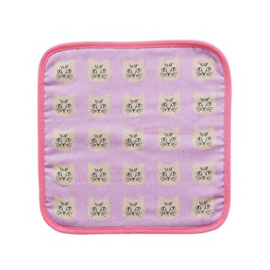 Matsuo Miyuki Piping hand towel cat Beige