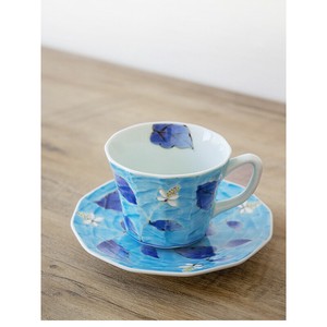 有田焼　波佐見焼　染錦香草花面取コーヒー碗皿　　カップ/ソーサー