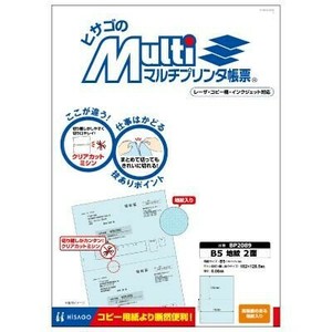 ヒサゴ マルチプリンタ帳票 B5 地紋 2面 100枚 BP2089