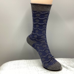 Crew Socks Design Wave Navy Ladies fashion Socks Flowers
